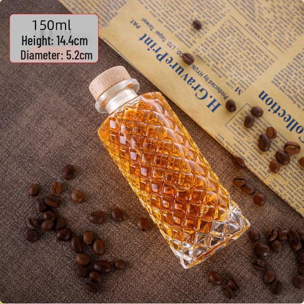 150ml Transparent Mini Glass Bottle for Liquor, Cold Brew Coffee, Fruit Wine, and Dispensing, with Sealed Two Ounce Capacity