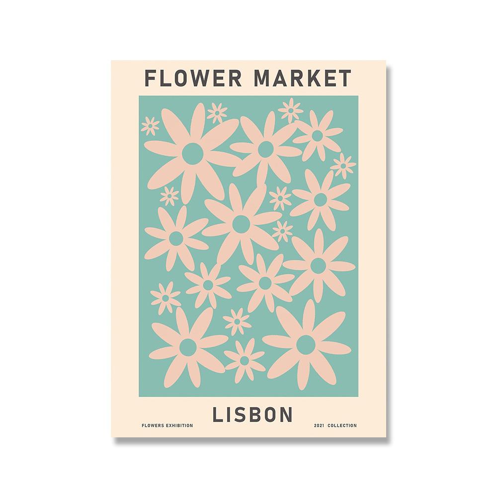 Abstract Flower Market Vintage Watercolor Wall Art Canvas Painting Nordic Posters And Prints Wall Pictures For Living Room Decor No Frame