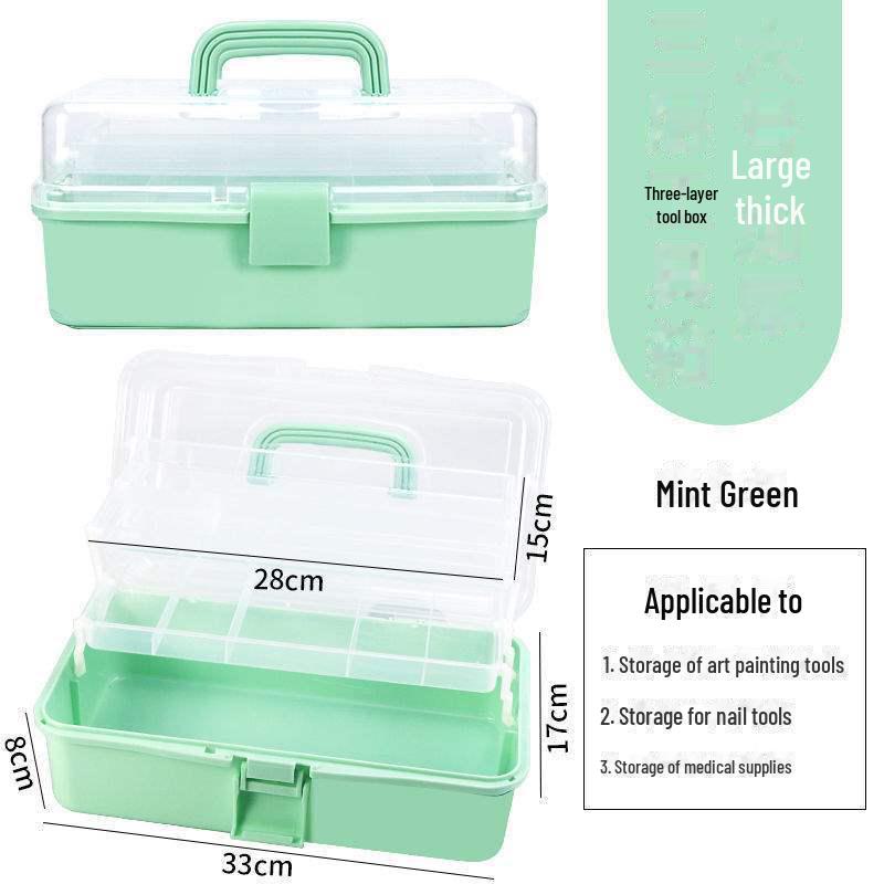 Large Capacity 3-Layer Transparent Art Tool & Pencil Storage Box