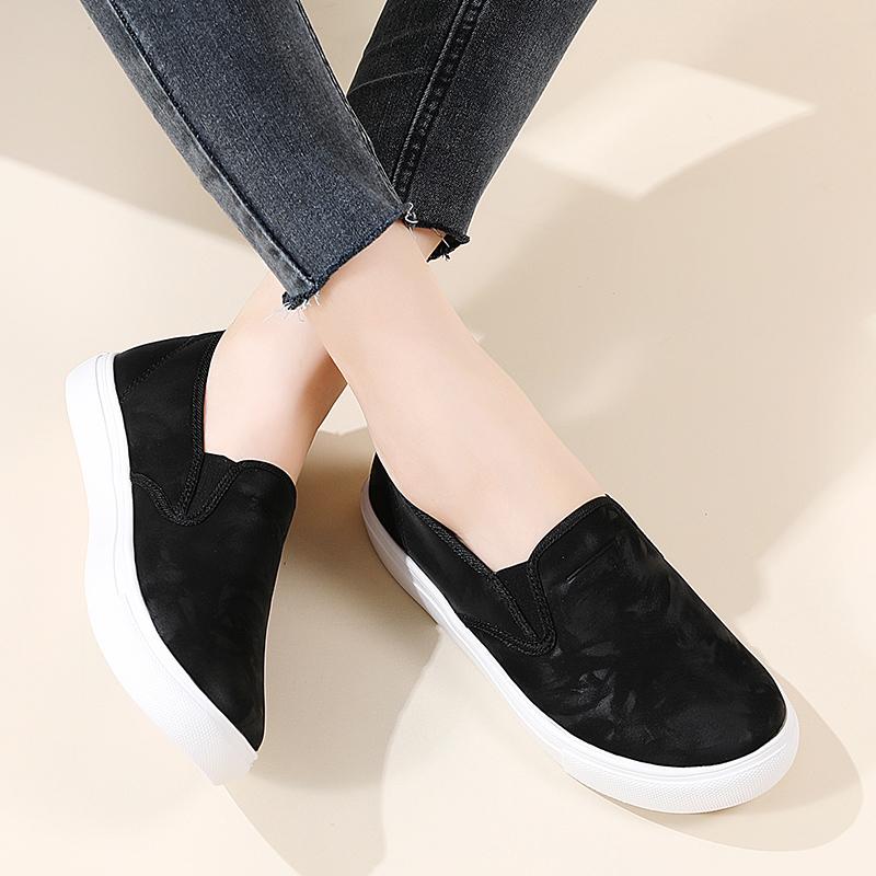

Summer Women Slip on Sneakers Black Comfort Casual Plus Size Flats Loafers EU: 35 чёрный