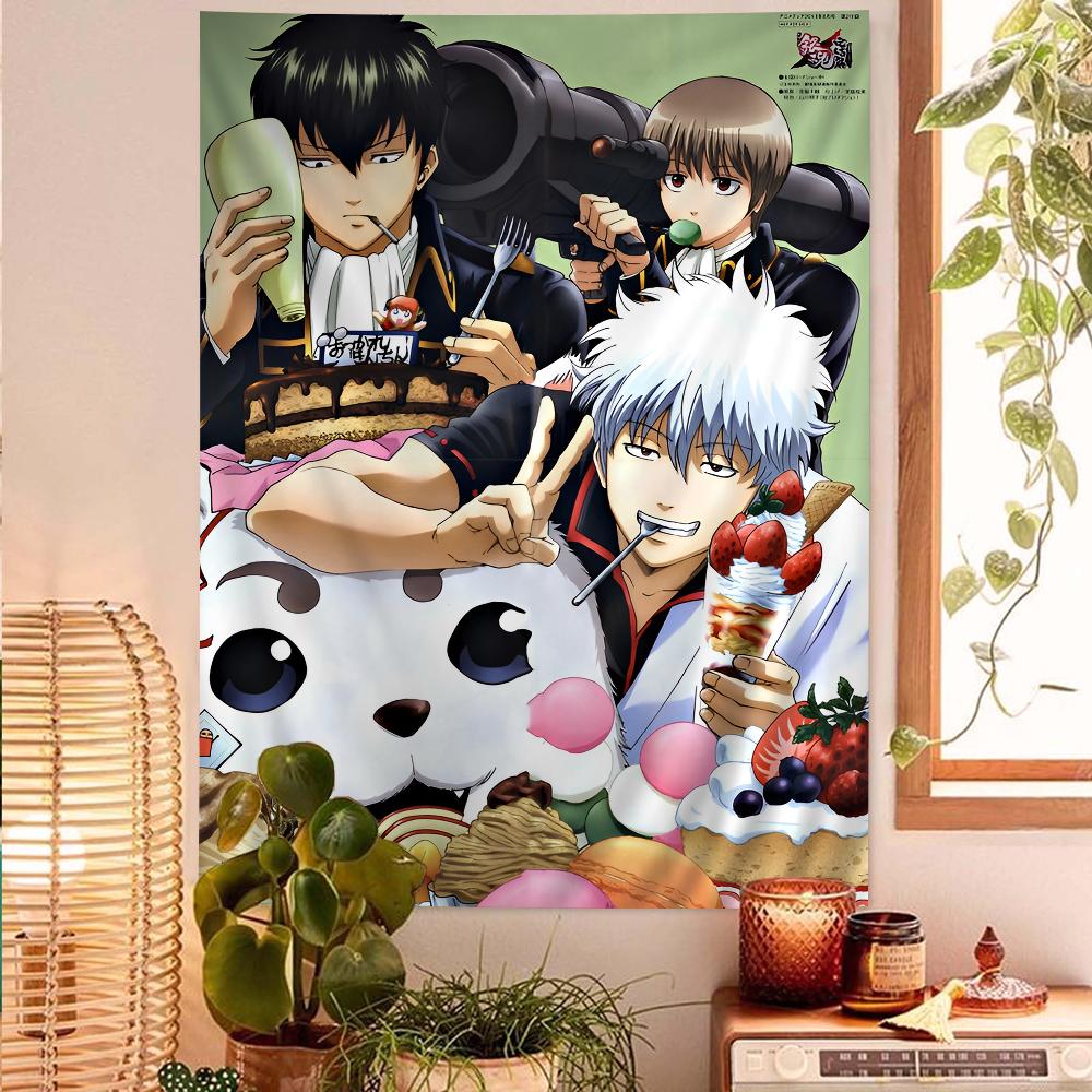 Gintama Weekly Jump Cover Wall Tapestry  Anime Manga Decor Banner Playful Room Accent for Shonen Comedy  Samurai Anime Fans