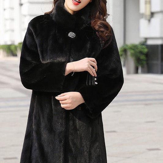 Imitation Mink Coat Women's Long Imitation Fur Coat Velvet Imitation Mink Hair Imitation Fur Women's Stand-up Collar