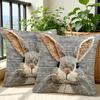 Easter Bunny Pillow Cover Faux Embroidery 2D Print Soft Cozy For Sofa Bed Living Room Spring Farmhouse Decor Cute Rabbit Gifts