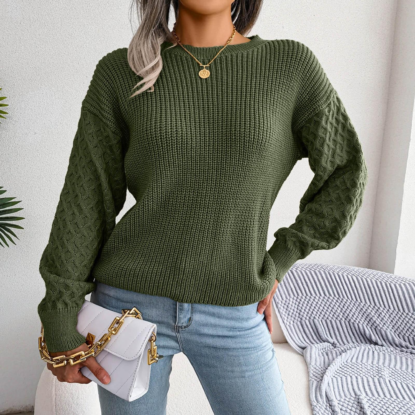 

Women s Casual Long Sleeve Knit Sweater Loose Pullover And Thick Knit Sweater L