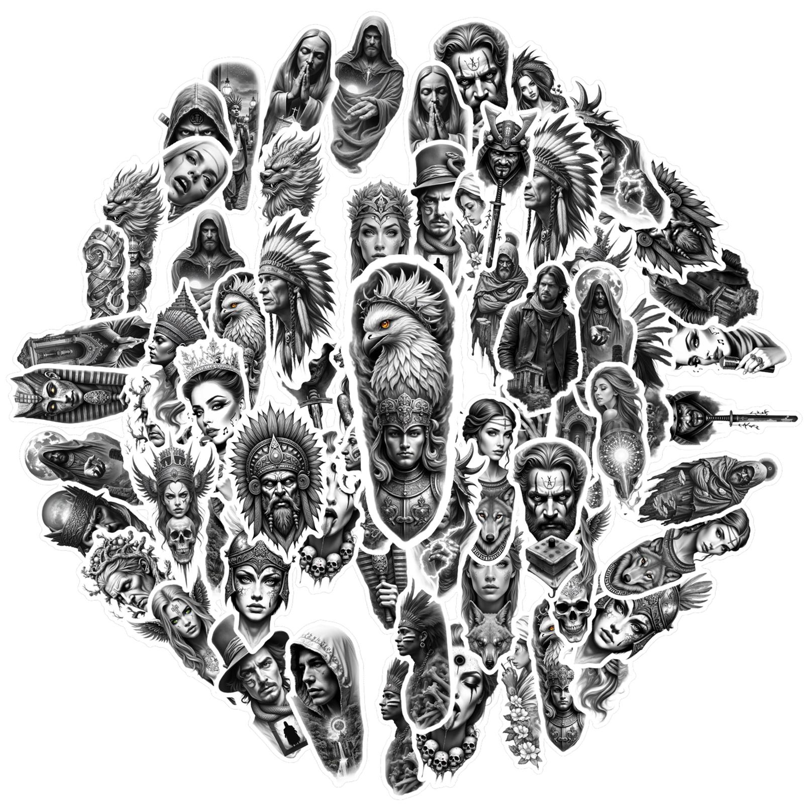 

35pcs Victorian Portraits Stickers Monochrome Tribal DIY Stickers Stickers For Suitcase Fridge Phone Luggage Laptop