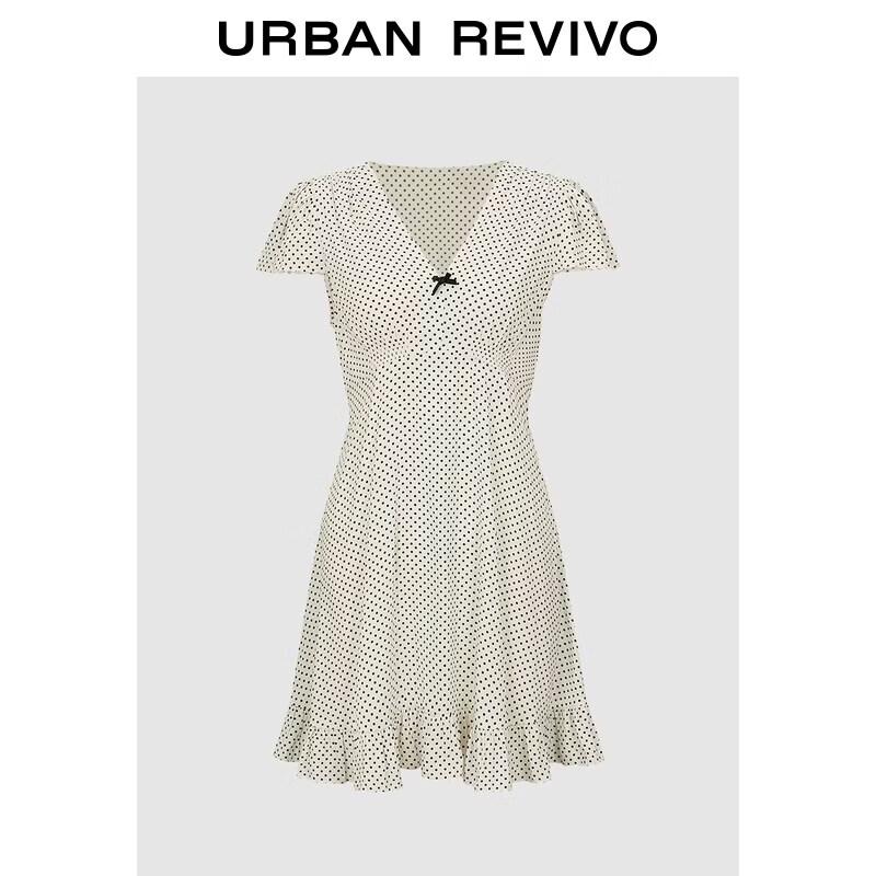 UR2026 Women s Polka Dot Bow Lace Ultra-Short Dress L