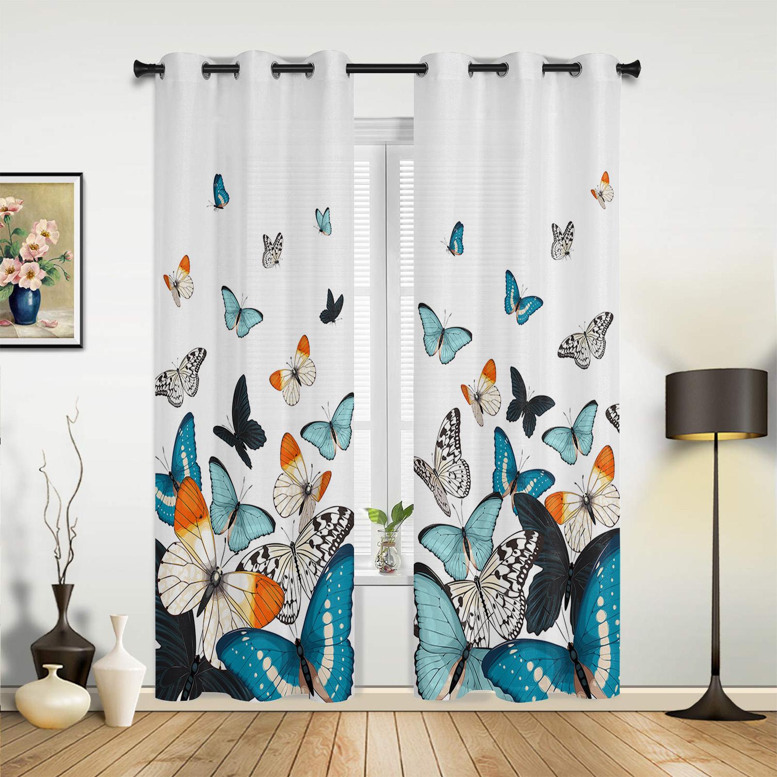 Пасторальные градиентные шторы с бабочками для спальни — фото 3