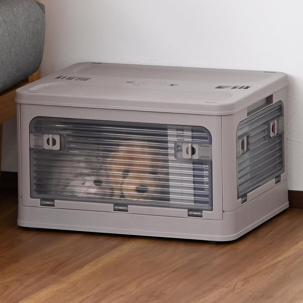 YAMAZEN Small Storage Accessible from Any with Container Box for Clothing Wide X 29cm Deep X Box, Stackable, Foldable, Direction, Casters, Storage,