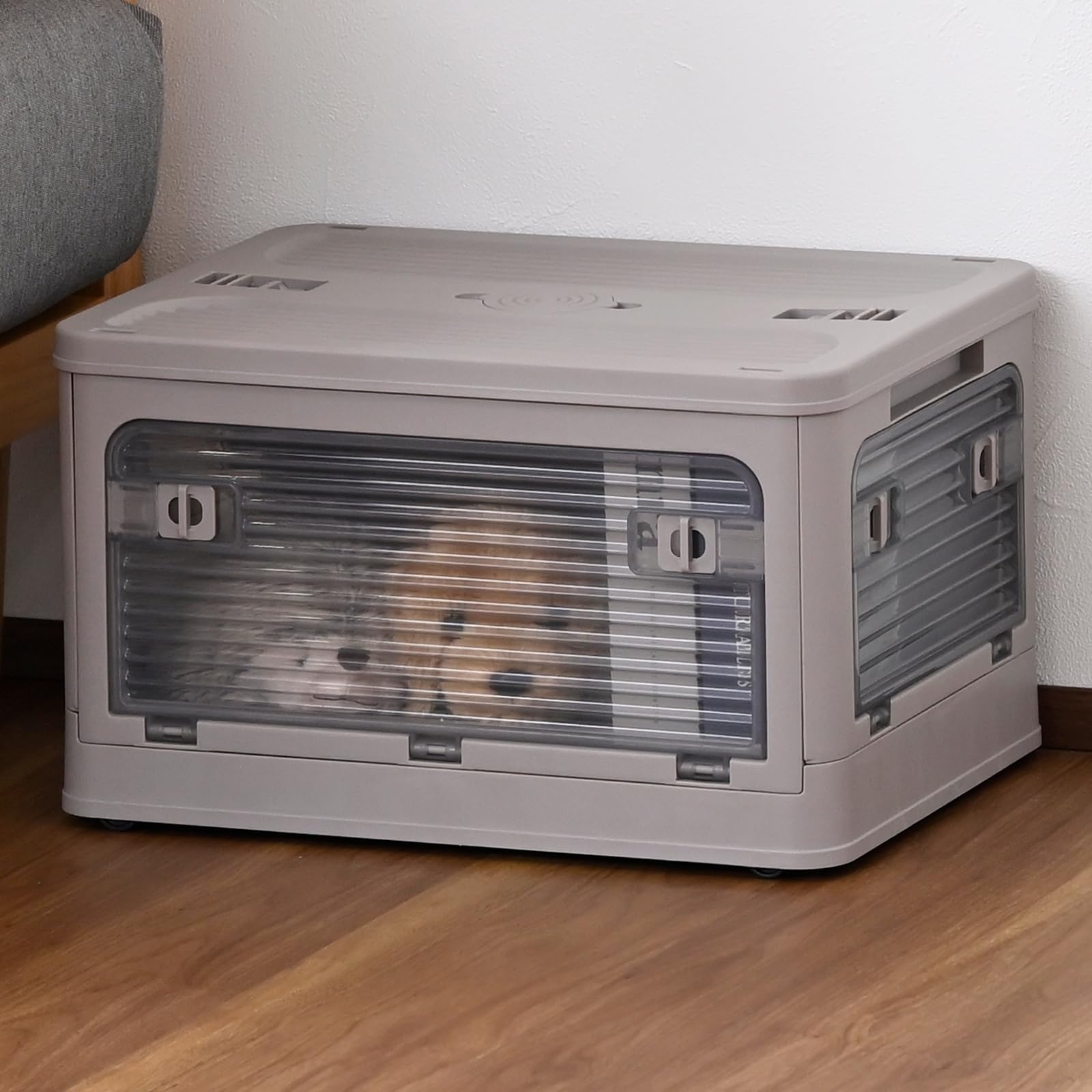 

YAMAZEN Small Storage Accessible from Any with Container Box for Clothing Wide x 29cm Deep x Box, Stackable, Foldable, Direction, Casters, Storage,