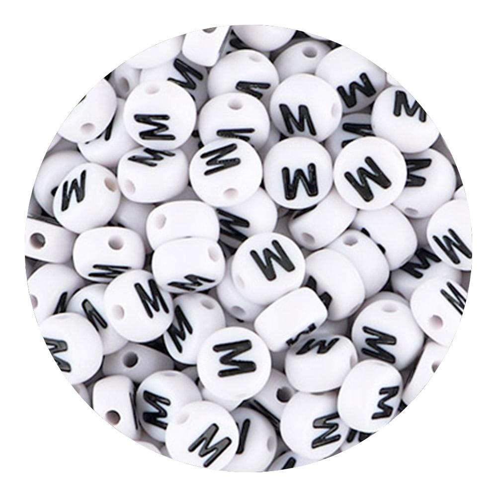 50/100/200pcs/Lot 7x4mm White A-Z Round Alphabet Acrylic Letters Beads Loose Spacer For Jewelry Making DIY Bracelet Accessories