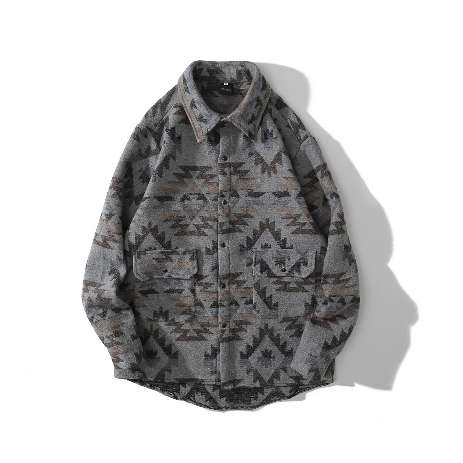 

Ретро этническая рубашка с длинным рукавом мужская уличная свободная модная куртка M