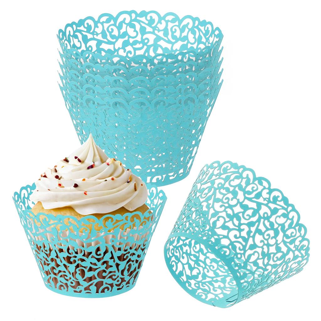 50pcs Baking Cups Standard Vine Decoration Laser cut Cupcake Wrappers Cake Toppers for Anniversary Birthday Weddings Parties