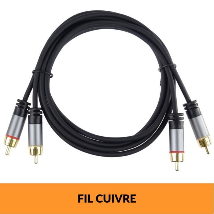 PremiumCord, Câble HQ RCA, 2 RCA Mâles Vers 2 RCA Mâles- Câble De Connexion Audio Vidéo, Pour TV, Smartphones, MP3, HiFi, 1,5 M