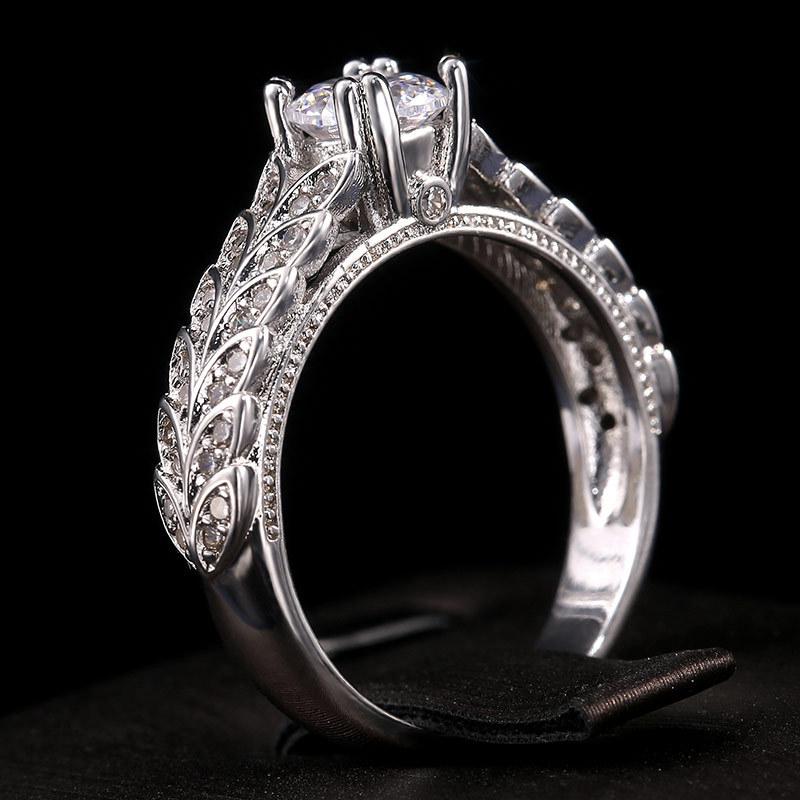 

Creative trend double row zircon ring, fashionable full diamond willow ring hand jewelry No. 10 білий