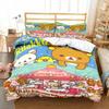 Cartoon Rilakkuma Bear Printed Bed Set Duvet Cover Pillowcase Bedding Set Bed Linen Sheet Quilt Cover Full Queen King Size