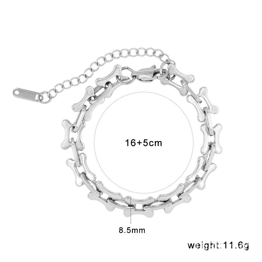 Meishiduo Stylish Mouth-Shaped Chain Stainless Steel Necklace Bracelet Set