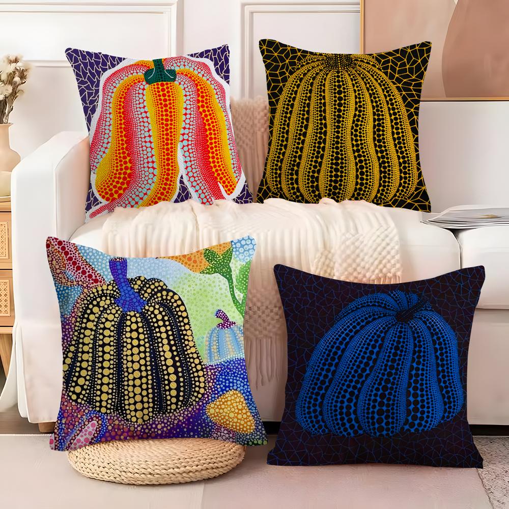 Yayoi Kusama Abstract ArtCushion Cover Soft Plush Fabric Double-Sided Printed Sofa Cushion Cover for All Seasons Home Decor Gift
