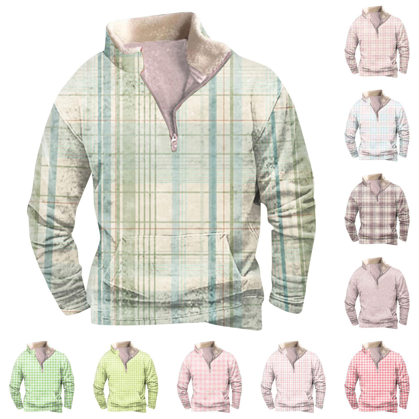 

Men s Vintage High Neck Top Half Zip Sports Long Sleeve Sweater