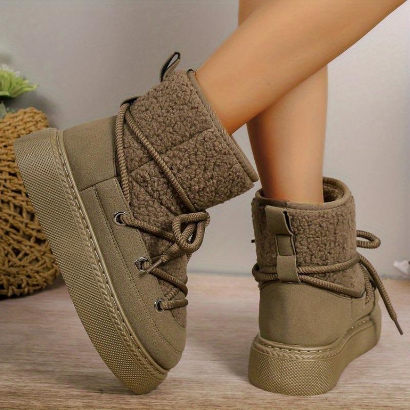 Big Size Thick Bottom Cross Strap Snow Boots 2025 Fall and Winter New Thickened Mid-calf But Not Knee Warm Women's Boots