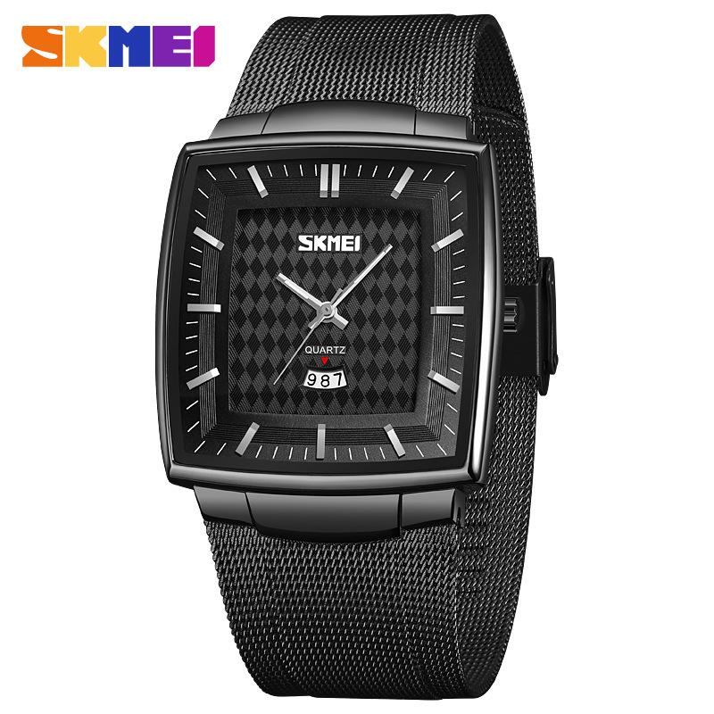 Skmei Luxury Square Quartz Watch Men Business Waterproof Stainless Steel Date Calendar Wristwatches