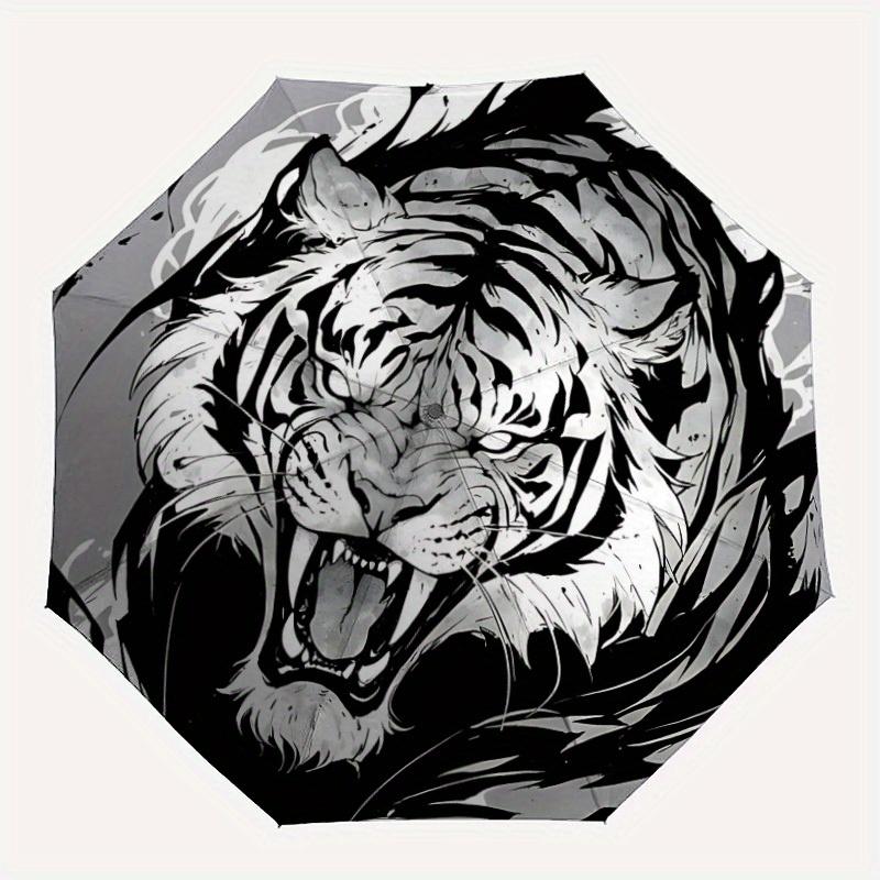 

1pc Tiger Wildcat Auto Open/close Leisure Umbrella, 8-Rib sturdy structure, Portable Travel Umbrella, Parties, Everyday Use, Outdoor Accesso