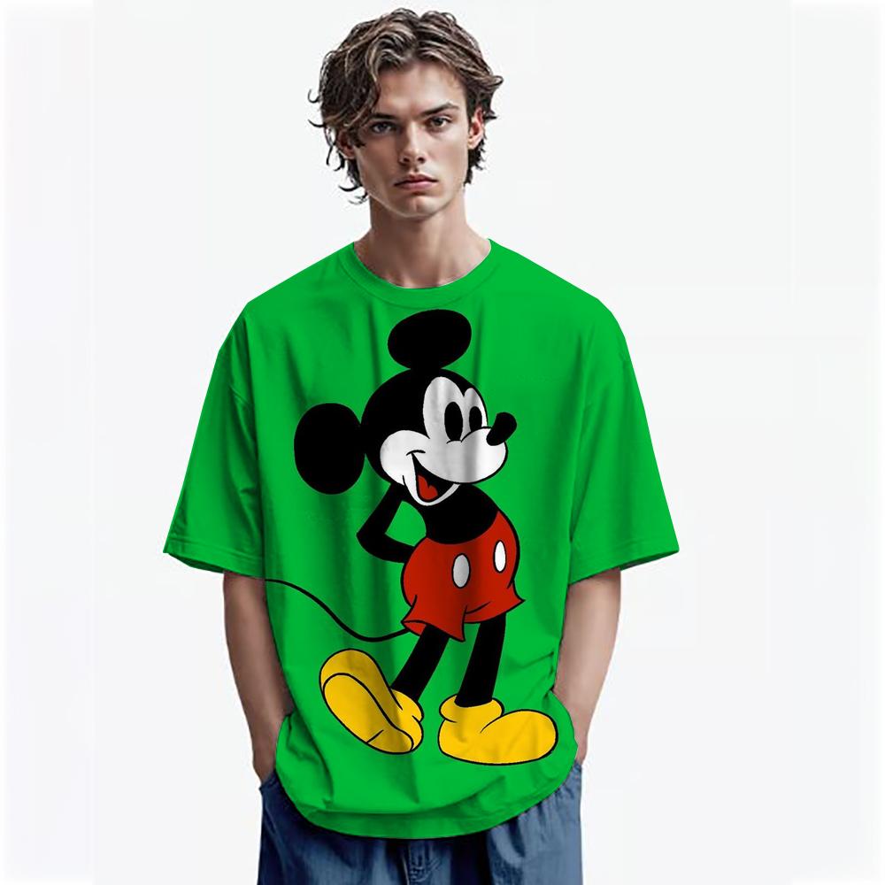 Disney Men Mickey Mouse Print T-Shirt Summer Boy Street Fashion Casual Sports Loose O Neck Quick Dry Short Sleeve Clothing Kid