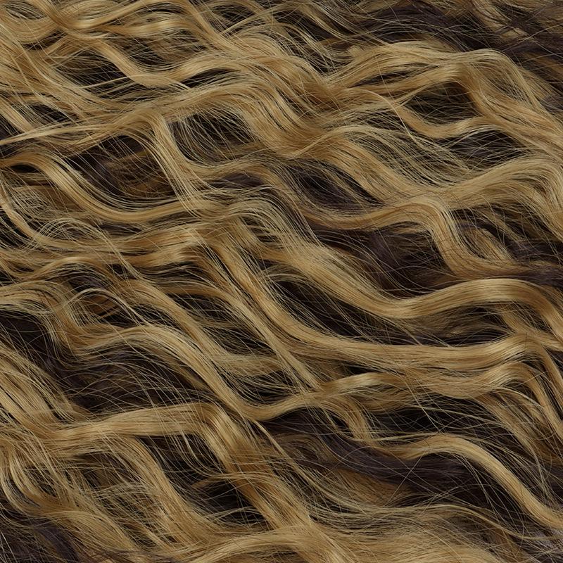 Seamless U-Shaped Water Wave Clip-In Hair Extensions, 6 Clips, 45cm, for Women, Volume Boost, Synthetic Fiber