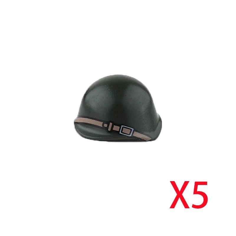 Andra världskriget Militära Byggklossar Tillbehör Figur Soldat Hjälm Leksak USSR1 USA UK Japansk Hatt Mini Tegel Huvmask Flamkastare