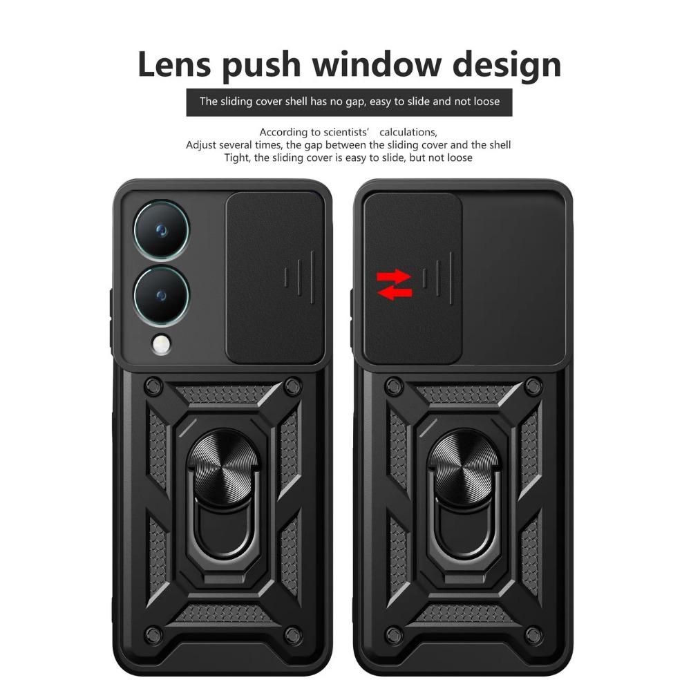 Military Armor Holder Camera Protect Case for VIVO Y28 Y03 Y100 Y02 Y17S Y27 Y36 Y35 Y16 Y22 Y21 Y55 Y33S Y33 Y31 Y51 Y20 Hybrid Ring Stand Back Cover