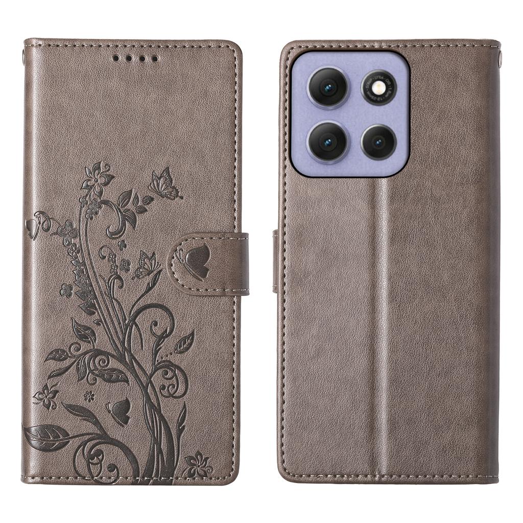 Für Motorola Moto G86 5G Brieftasche Hülle Schmetterling Floral Prägung PU Leder Handyhülle mit Handschlaufe