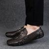Yeinshaars Crocodile Skin Loafer Shoes Men Genuine Leather Slip -On Moccasins Handmade Man Casual Shoes Drive Walk Luxury Leisure