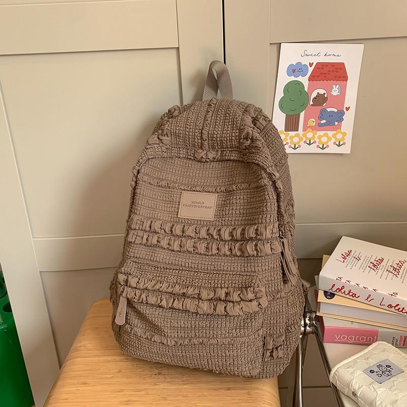 Nylon Sweet Style College Backpack With Macaron Colors For Girls And Teens