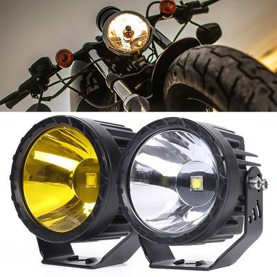1/2 piezas de foco redondo de 3,5 pulgadas, 23 W, luces antiniebla LED para motocicleta, faros antiniebla auxiliares universales modificados para maletero de coche de 12-48 V, luz de marcha atrás para motocicleta