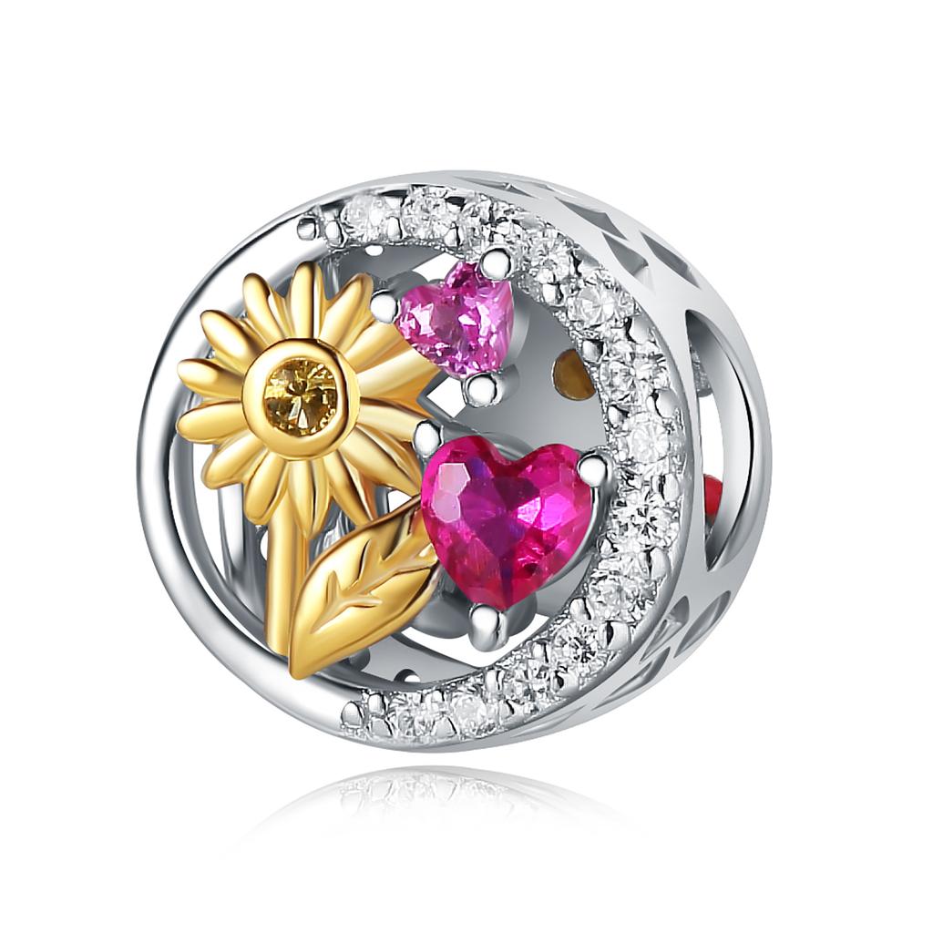 Copper Purple Iris Flower Pendants Bracelet Charms Fit Women Jewelry Party Beads Diy Exquisite Gifts Accessory