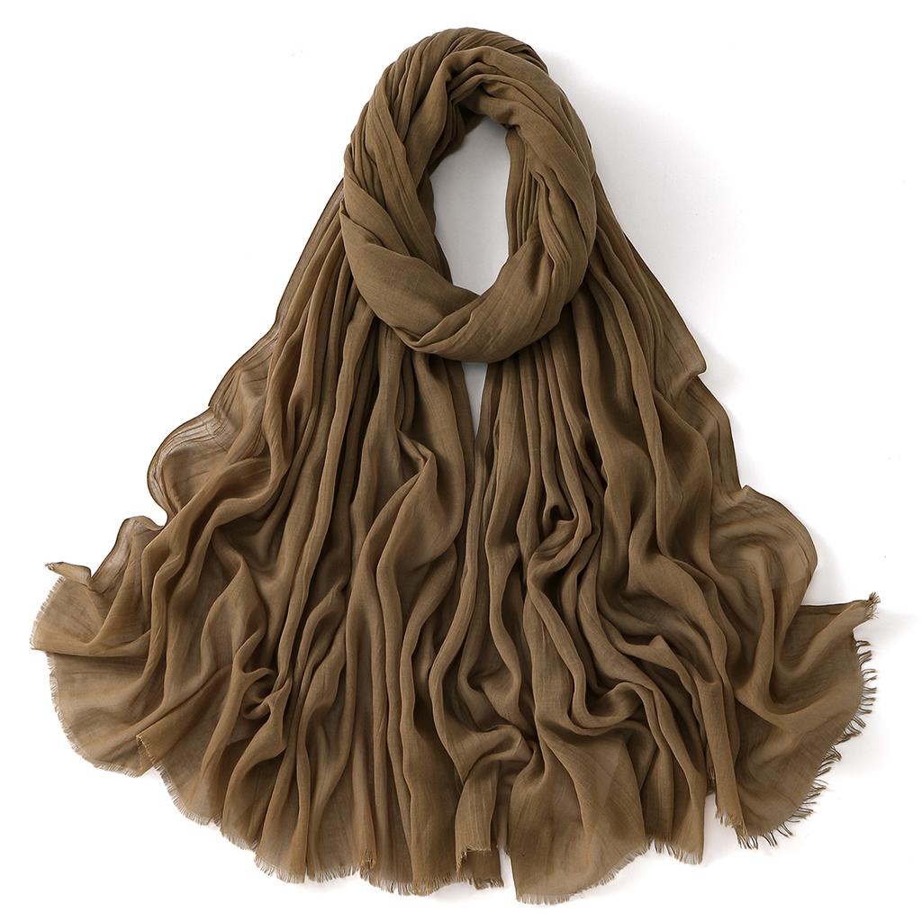 Muslim Cotton Rayon Hijab Solid Color Plain Scarf Women Soft Cotton Viscose Thin Voile Shawl Remove Edge Headscarf Turban