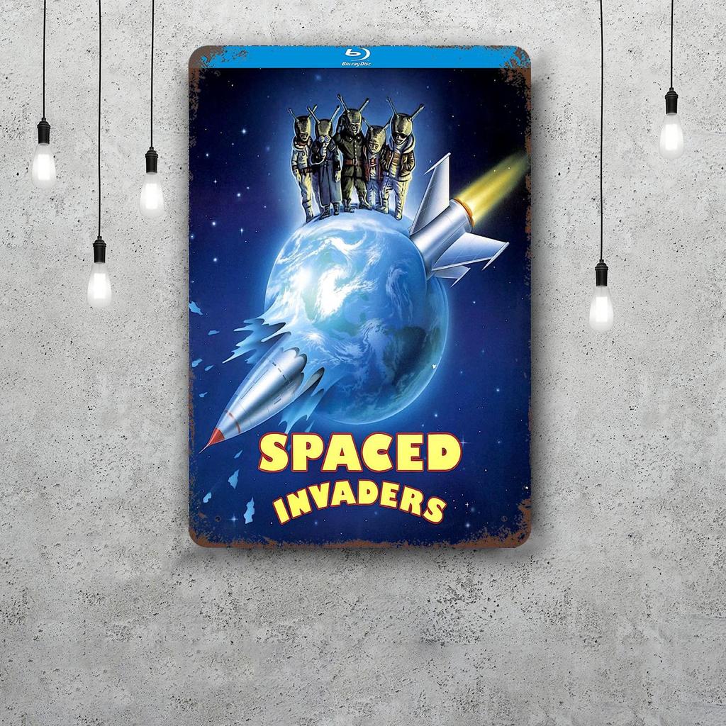 MINISO Spaced Invaders Classic Poster Rusty Metal Plaque Retro Decorative Plate Bar Cave Garage Metal Sign Wall Decoration