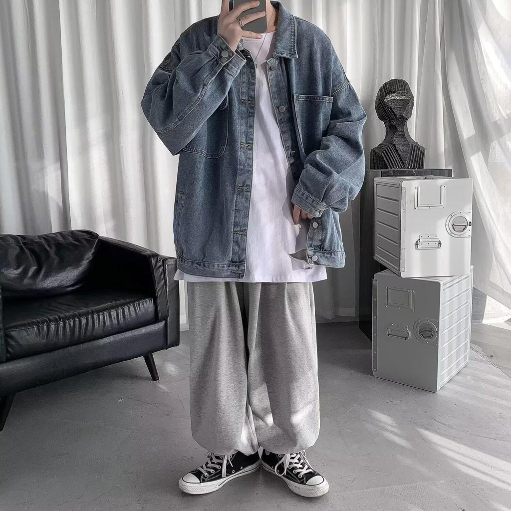 Men's Retro Washed Denim Jacket - Hip Hop Hong Kong Style, Versatile, Loose Fit for Spring & Autumn