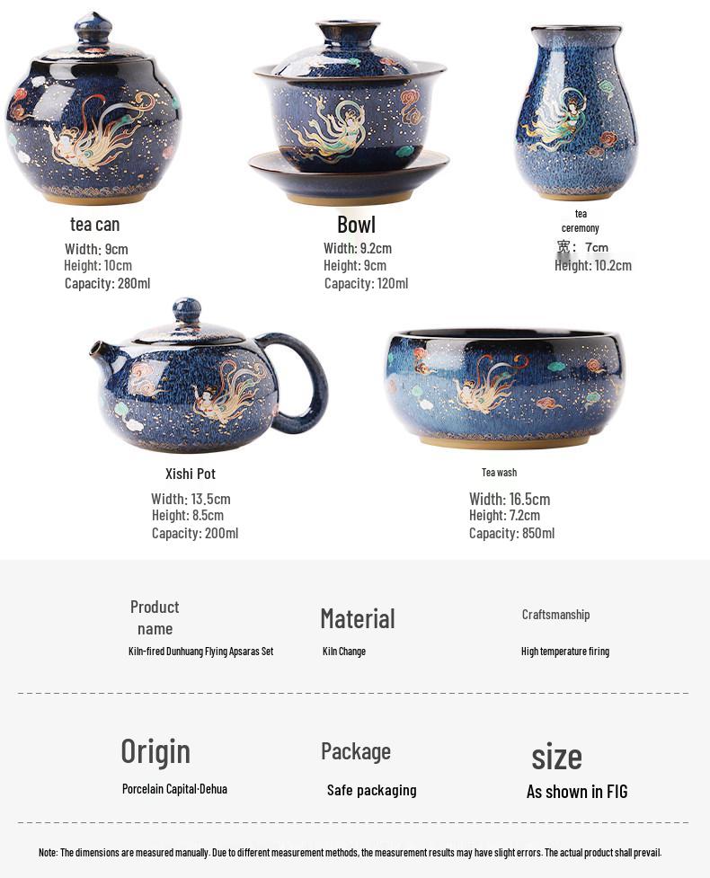 Dunhuang Creative Flying Apsaras Kiln Tea Set - Home & Office Gift Box