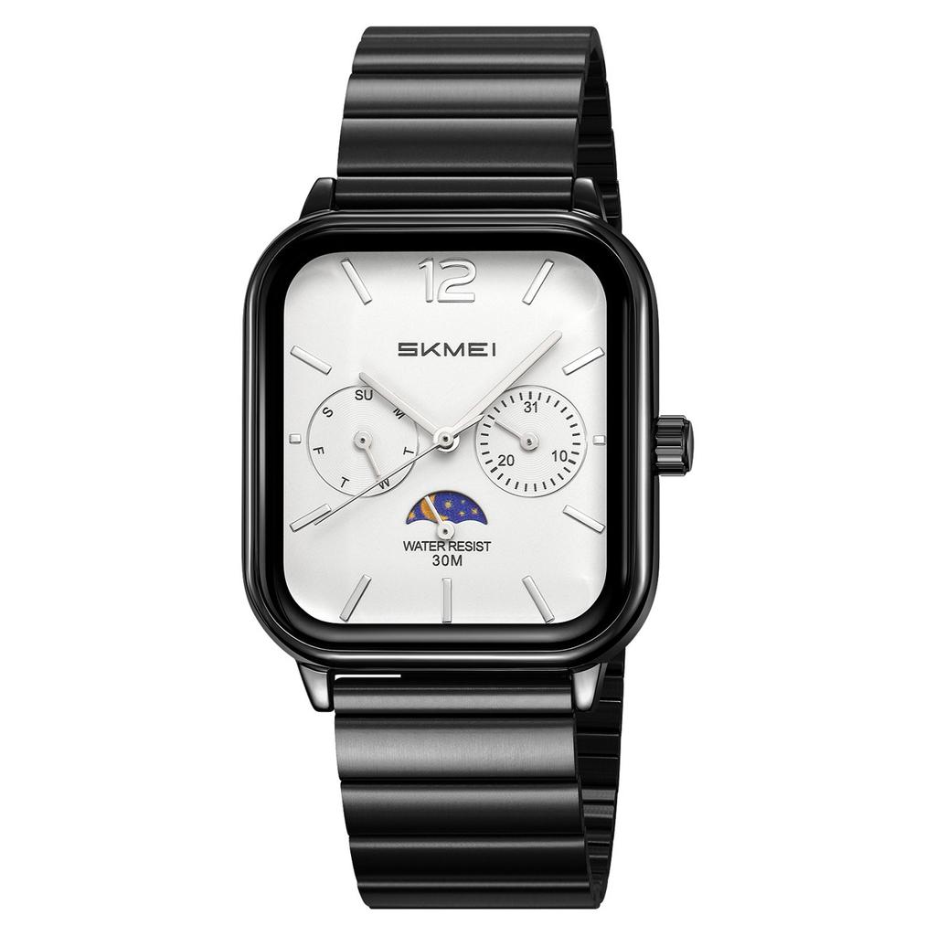 Herrenuhr Quadratisches Zifferblatt Multifunktional Drei-Augen Stahlarmband Quarz Uhr Herren Uhrmacher