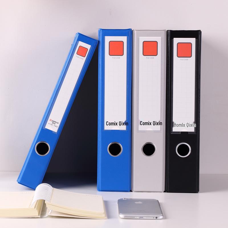 Qi Xin Magnetic PVC A4 Archive Box, 55mm - Gray, Blue, Black