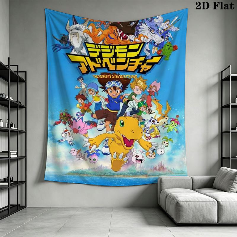 Digimon Heroes Epic Battles Await Tapestry Fashion Print Background Cloth Wall Covering Decoration Atmospheric Background Cloth Home Decor