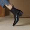 NEW Fall/Winter Women Shoes Square Toe Chunky Heel Boots Split Leather Black Boots for Women Fashion Hight Heel Modern Boots