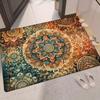 Vibrant Mandala Style Flannel Door Mat Entryway Kitchen Living Room Bedroom Laundry Bathroom Floral Red Beige Bathroom Carpet