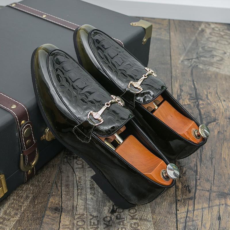 Mens Classic Pointed Toe Loafer Slip-On Shoes In Patent Leather British Style Casual Footwear Adults Size 38-47