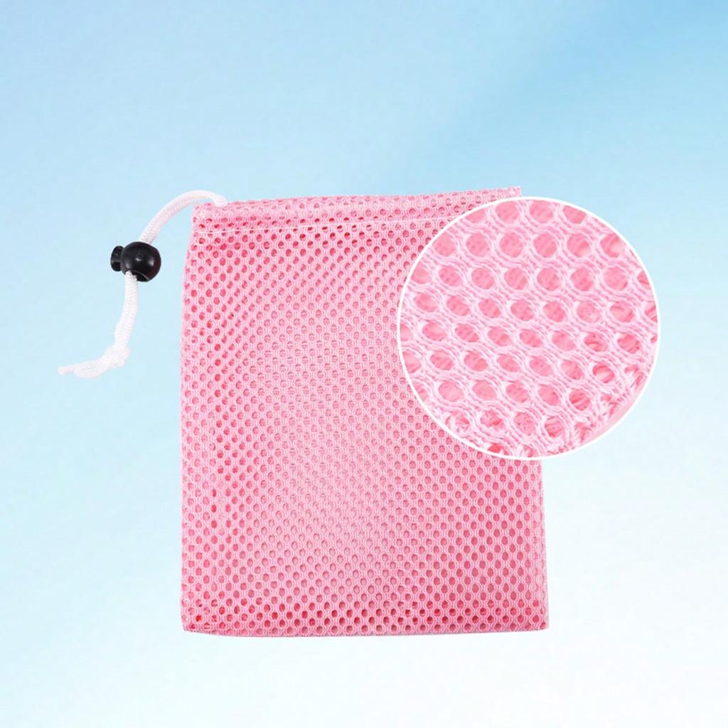 Fluorescent Pink Drawstring Mesh Bags, Polyester Reinforced Filtration Net Bags