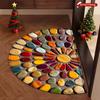 1Pcs  Pebble Print Semi Circle Welcome Doormat Non-Slip for Outdoor Patio Porch Kitchen Bathroom Entryway Floor Mat
