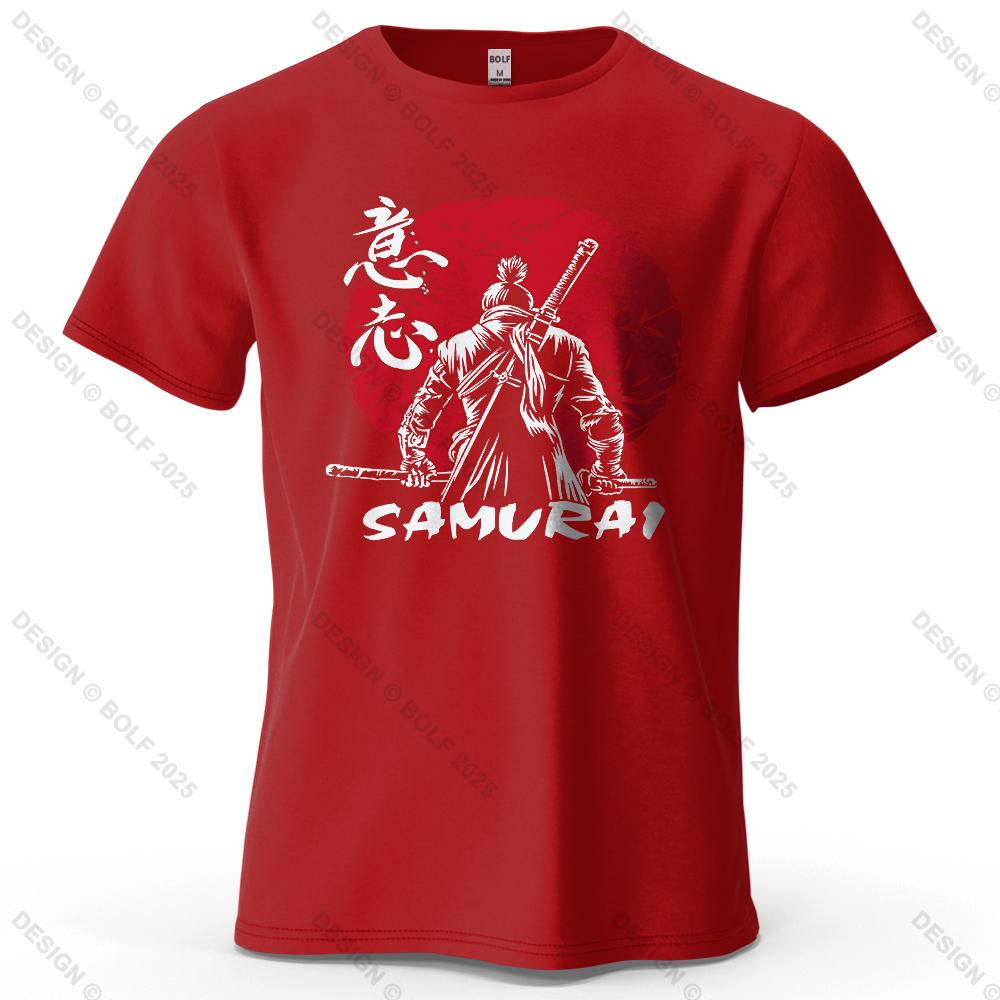 Samurai Will Vintage Printed Men's T-Shirt 100% Cotton Oversized Determined Graphic Tees for Women Tops Tees Casual Streetwear