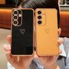 Suitable for Samsung S25ULTRA Electroplated Hollow Love Mobile Phone Case A14 Silicone All Inclusive A54 Protective Case