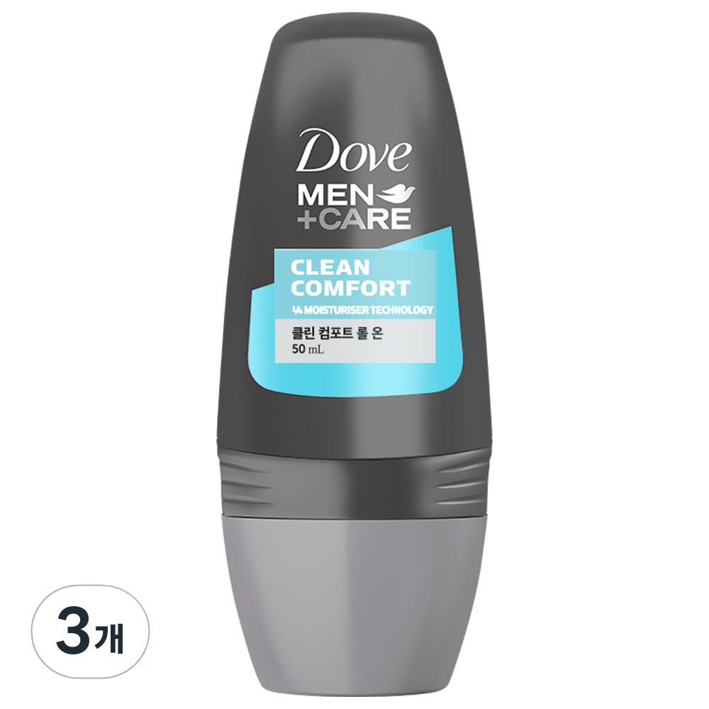 Dove Men Clean Comfort Deodorant Roll On, 50ml, 3 packs
