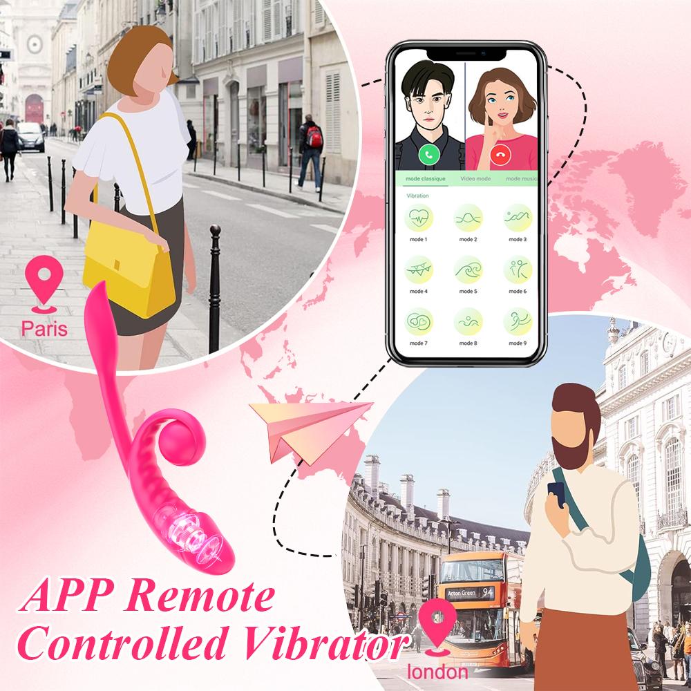 Rabbit Vibrator Clitoral Dildo Double Stimulation Vibrating APP Remote Control Vaginal Massage Female Sex Toys for Adults 18+